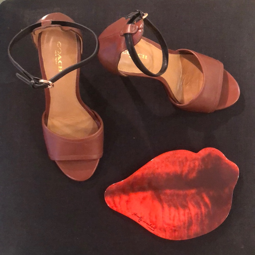 Coach two tone ankle strap heels